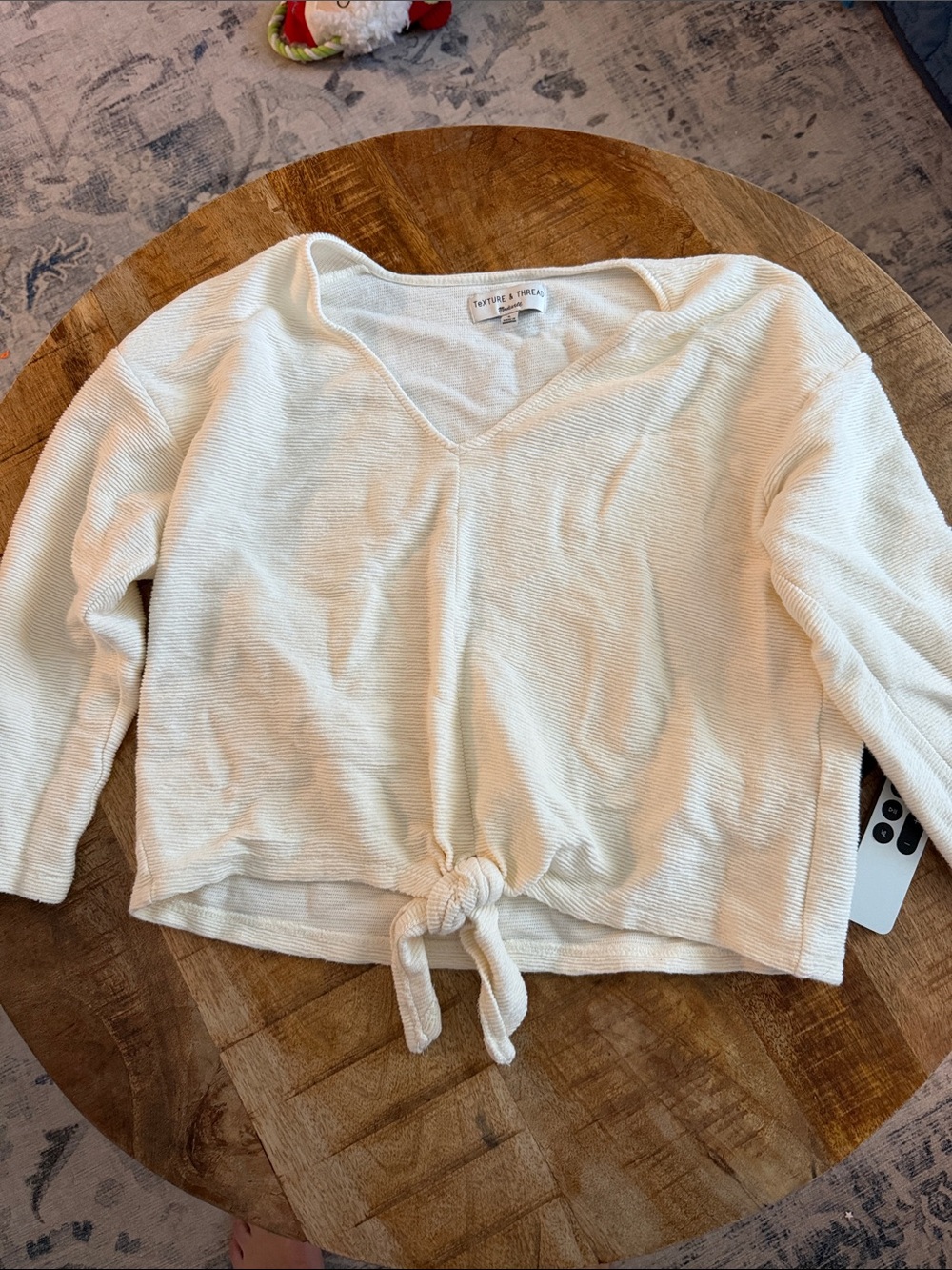 Madewell Cream Tie-Front V-Neck Crop Top